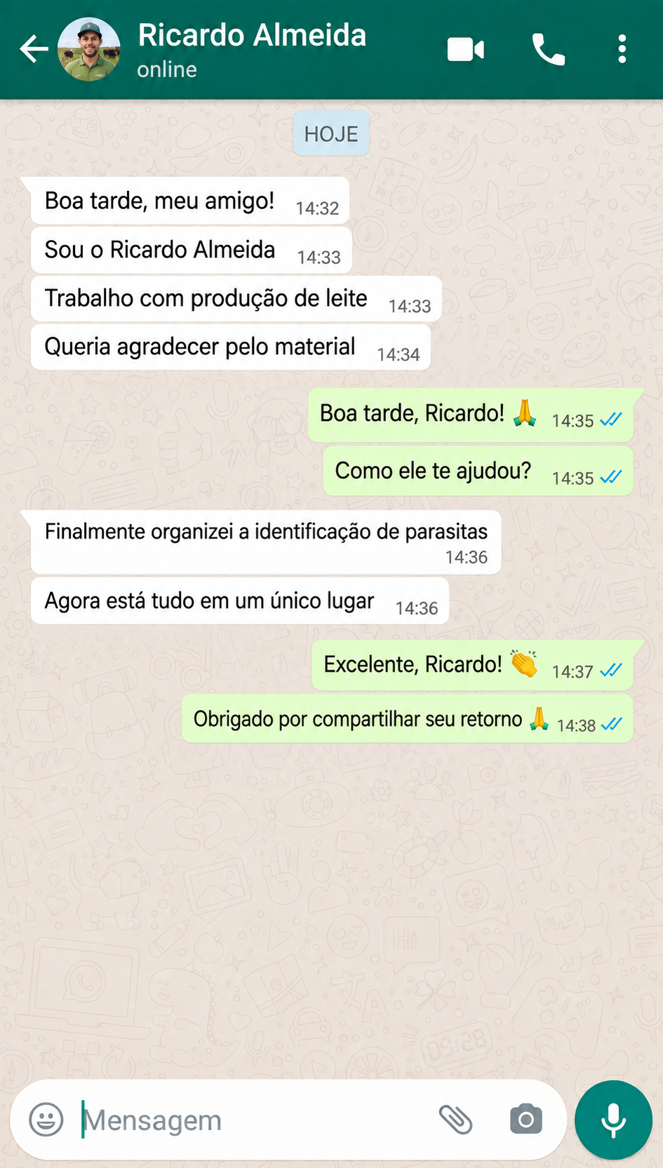 Depoimento 1 de cliente do Atlas Visual de Parasitas do Rebanho
